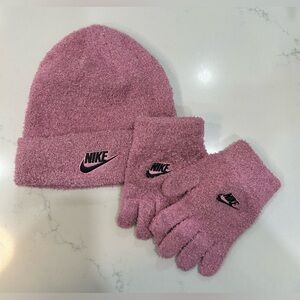 Kids Nike Pink Twinkle Cozy Beanie Hat And Glove Set.
